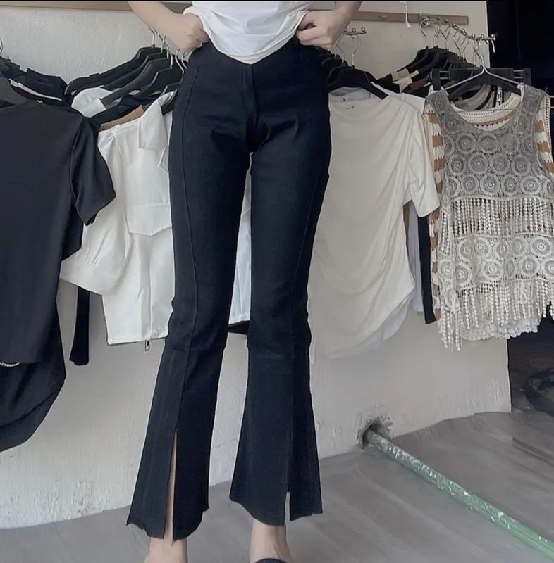 [BIG SIZE 35-100kg] Quần Ống Loe Xẻ Gấu - Chất Jeans Giấy - co giãn 4 chiều