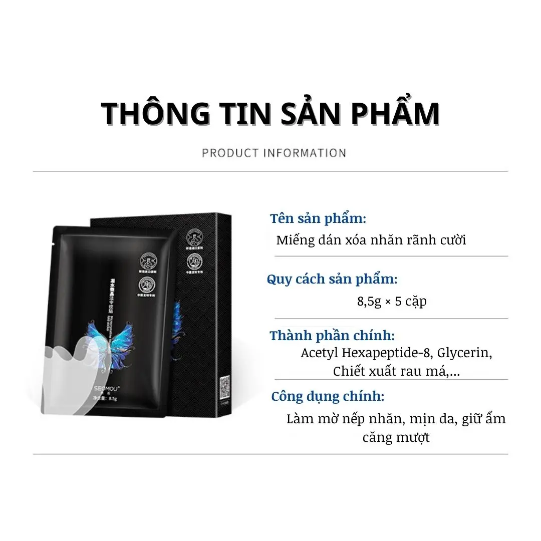 Tấm mặt nạ dưỡng da mặt, dưỡng ẩm vi mô, nếp nhăn Nasolabial, dưỡng ẩm, làm săn chắc, giảm Nếp Nhăn