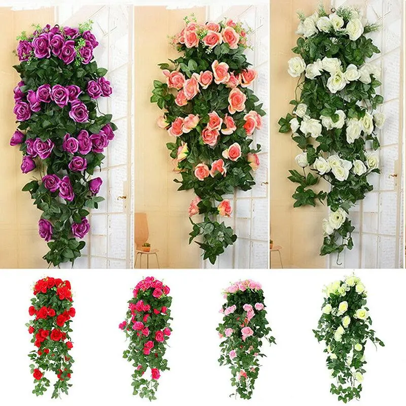 Artificial Hanging Rose Vine - Home & Garden Decor, Indoor & Outdoor. [Hot search words: ArtificialFlowers, HomeDecor, GardenVines]