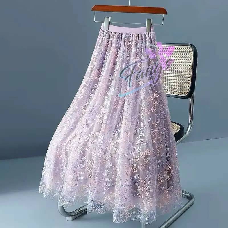 BAWAHAN WANITA ROK CANTIK FW R783 Rok Tutu Brokat Panjang Import Premium | Rok Tutu Brokat 3D Import Premium