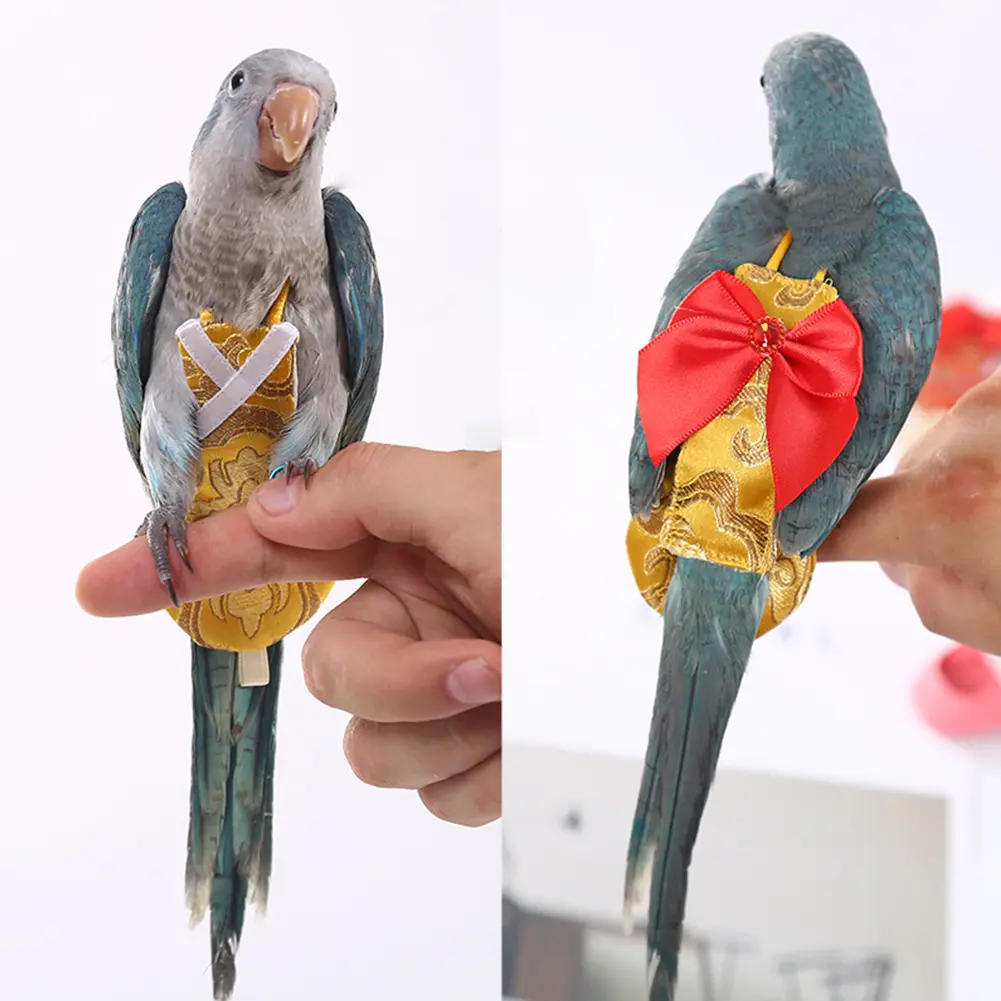 Han-Chinese-clothing Style Birds Flight Suit with Bow Tie Parrot Diaper Flight Suit Diaper Clothes Parakeet Pigeon Medium Large Pet Bird #464683