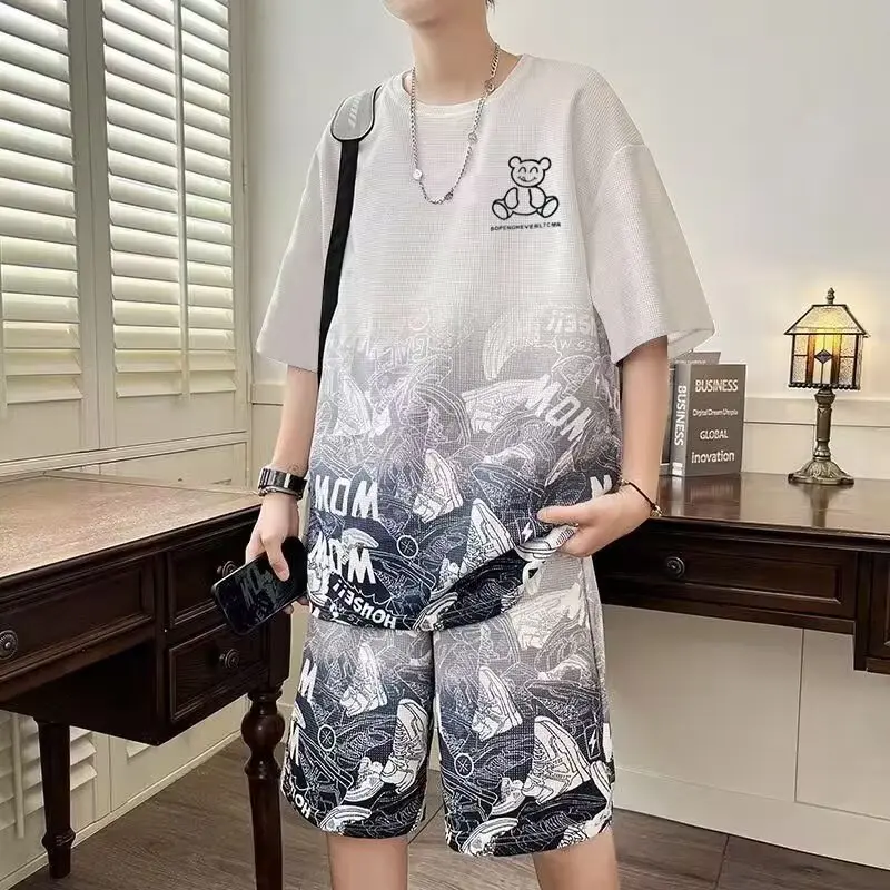 Ao Khoac Cho Nam áO PhôNg Bigsize Nam 130Kg Ao Thun Tay NgắN Nam áO PhôNg Form RộNg áO Nocturnal Bộ Đồ Thể Thao ThườNg NgàY Cho Nam, Bộ Hai MảNh MùA Hè, ThờI Trang, In HìNh, Tay LửNg ÁO, Cổ TròN, DáNg RộNg VừA VặN, ÁO PhôNg, Cung CấP TrựC TiếP 3