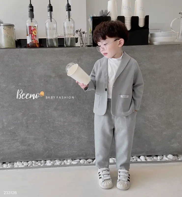 Bộ vest nhung beemo cho bé trai từ 9-24kg,set vest gồm 3 chi tết cho bé đi tiệc,đi học 23312B 3