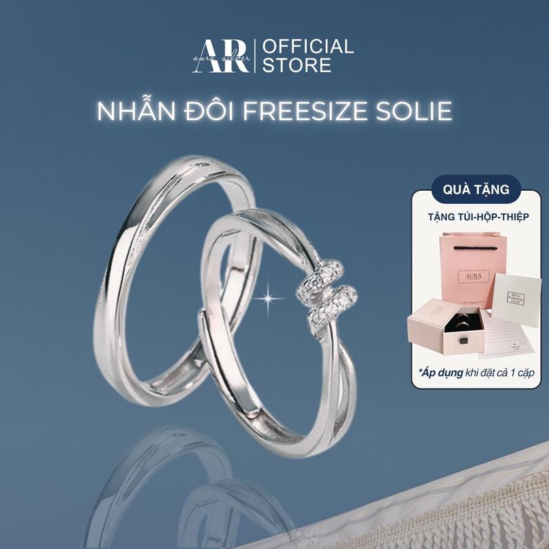 Nhẫn đôi Solie bạc 925 nhẫn cặp freesize -Aura Silver-ND11