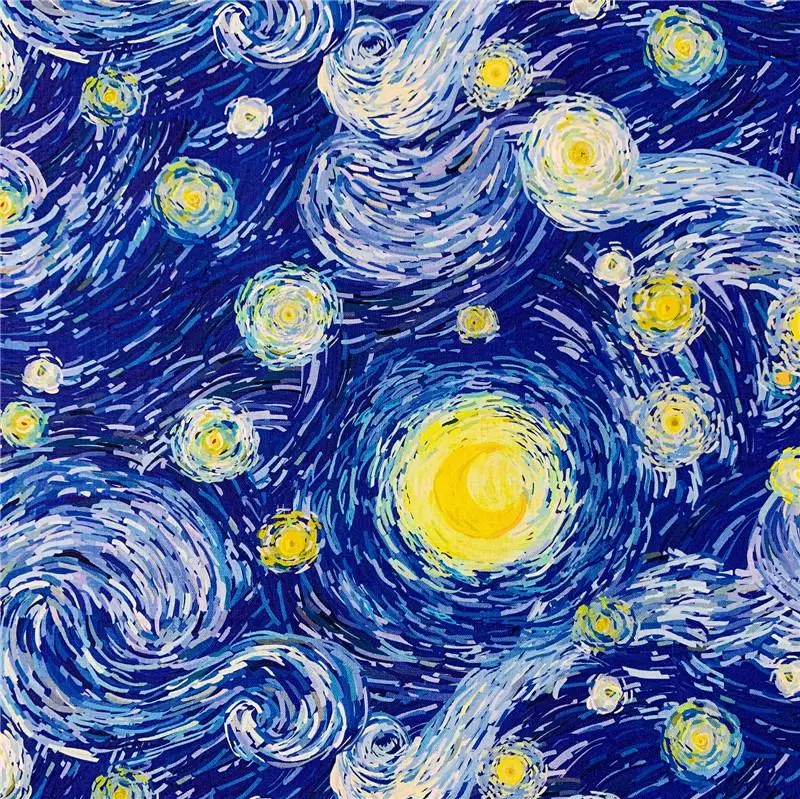 100% Cotton Fabric 50x110cm  world masterpiece Printed Cotton Fabric DIY Patchwork Textile Tissue Home Decor