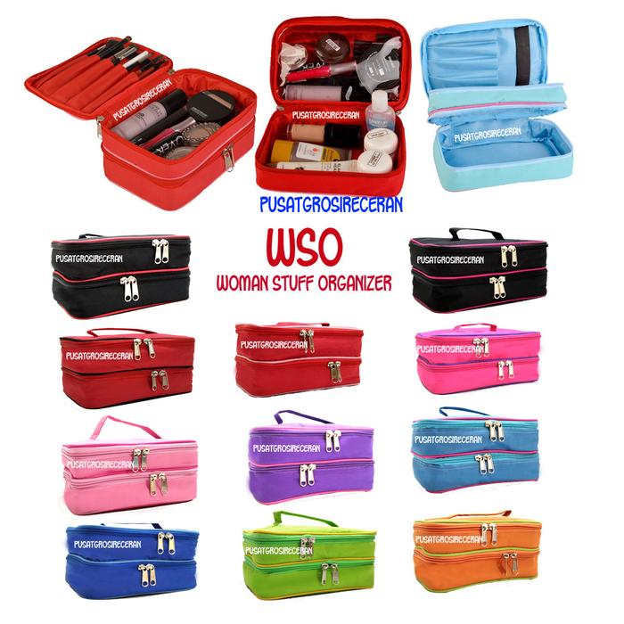 Gambar WSO - Woman Stuff Organizer (Tas Kosmetik 2 Susun) Cosmetic Bag Hitam Pink dari Pusat Grosir Eceran Kota Surakarta Tokopedia