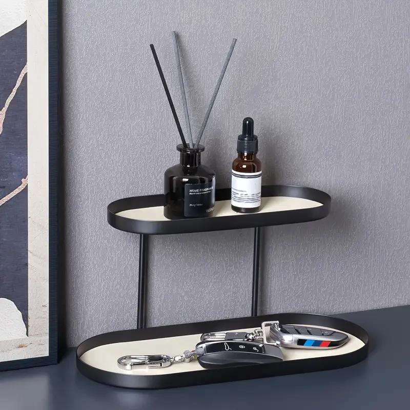 Double Layer Oval Shaped Storage Rack, Multi-functional Storage Rack, Cosmetic Storage Box, Home Organizer for Living Room, Bedroom, Bathroom 4