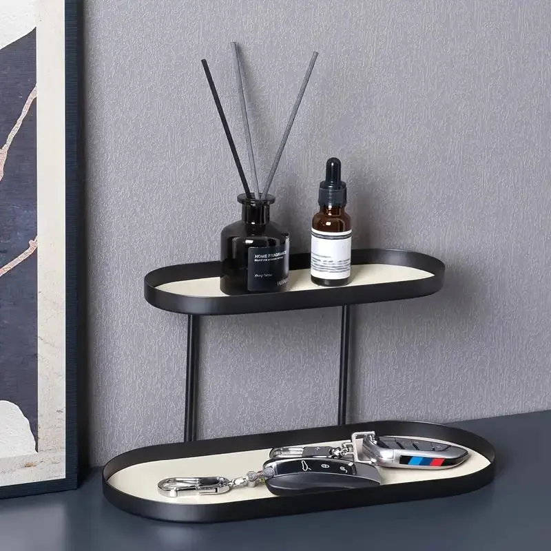 Double Layer Oval Shaped Storage Rack, Multi-functional Storage Rack, Cosmetic Storage Box, Home Organizer for Living Room, Bedroom, Bathroom 4