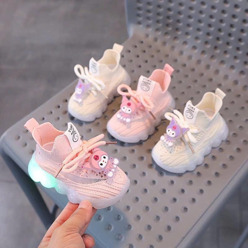  Giày vải tập đi có đèn Led stiker gấu kuromi đáng yêu cho bé mã AM177 giày  cao 