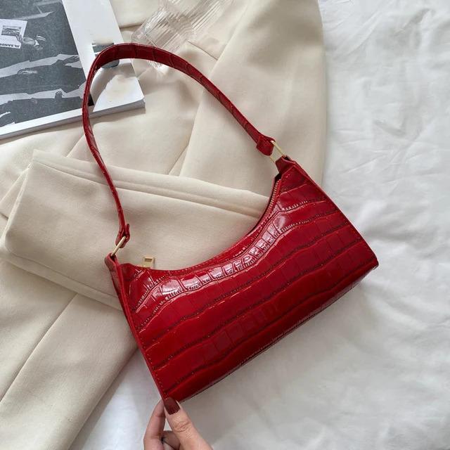 Fashion PU Leather Bags for Women Alligator Pattern Armpit Handbag Female Small Underarm Messenger Bag Purse 9