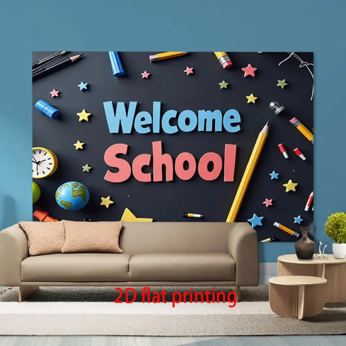 2D Flat, 2D FLAT 1pc Welcome Back to School Theme Banner, Stationery ...