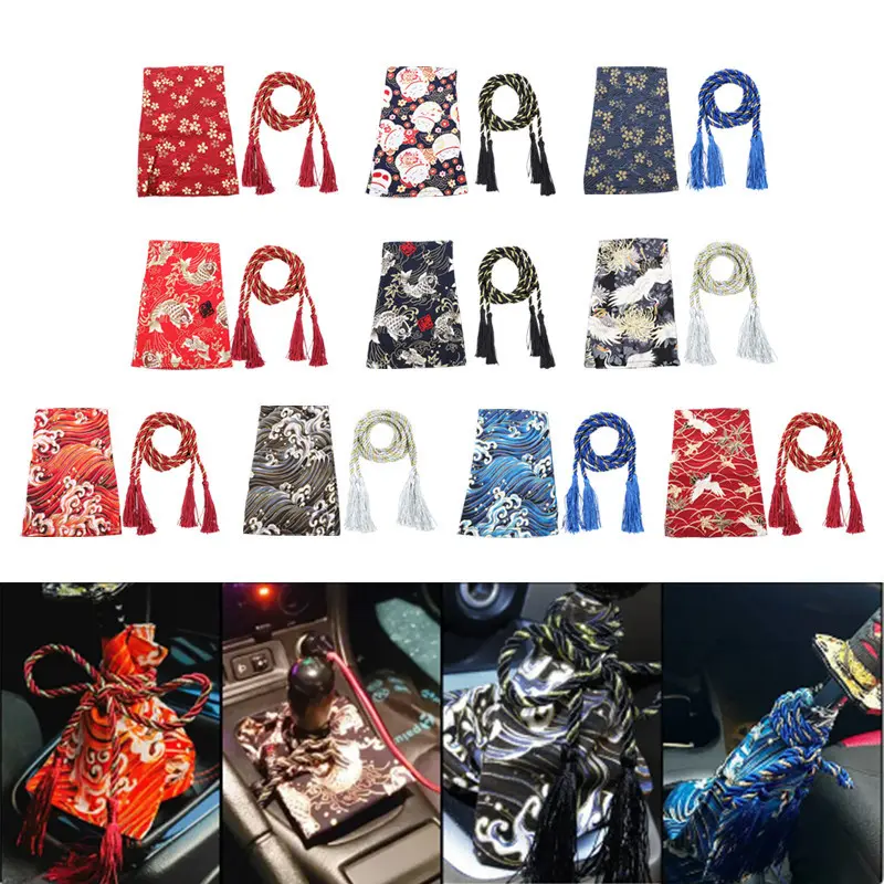 COD FREE Shipping Universal Shift Knob Collars Cover Car Accessories Pattern Style Canvas Katana Shift Lever Knob Dust Cover Racing Samurai Sword