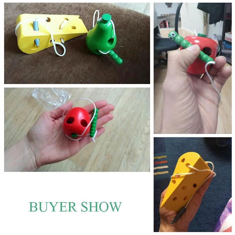 Product Introduction of Montessori Educational Toys Fun Wooden Toys Bugs Eating Fruit Apple Pear Early Education Teaching Aid Toys Gift 5