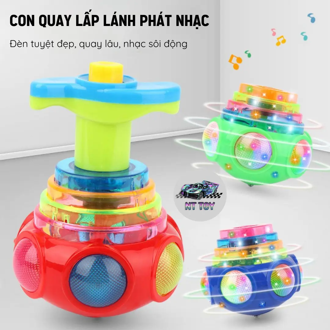 Con Quay Trái Cây LED Âm Nhạc Cho Bé Trai & Bé Gái đồ chơichobé spinner