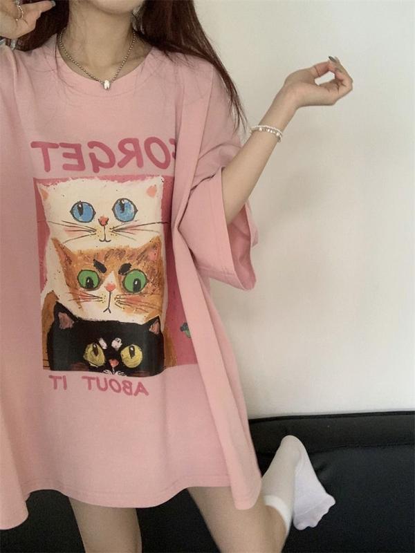 Product Introduction of GgFashion Áo Thun Nữ Phong Cách Hàn Quốc Rộng Cổ Tròn Dễ Thương Màu Hồng Phù Hợp Với Mọi Kích Cỡ Trong Mùa Hè. Top 18