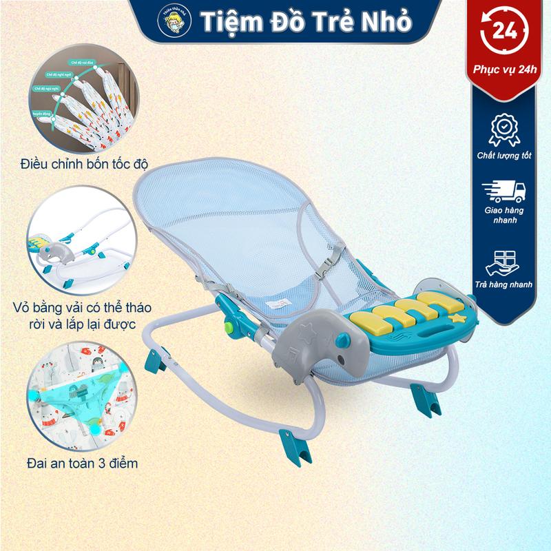 Ghế Cho Bé Bập Bênh Ghế Nằm Đa Năng Gấp Gọn Đa Năng Kèm Thanh Treo Đồ Chơi Có Nhạc Trẻ Em