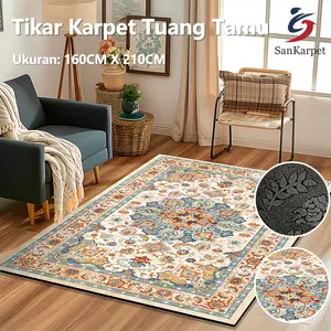 Karpet Bulu Lembut 210x160 cm – Permadani Lantai Tebal & Nyaman – Karpet Ruang Tamu / Kamar Tidur / Minimalis Modern Biru
