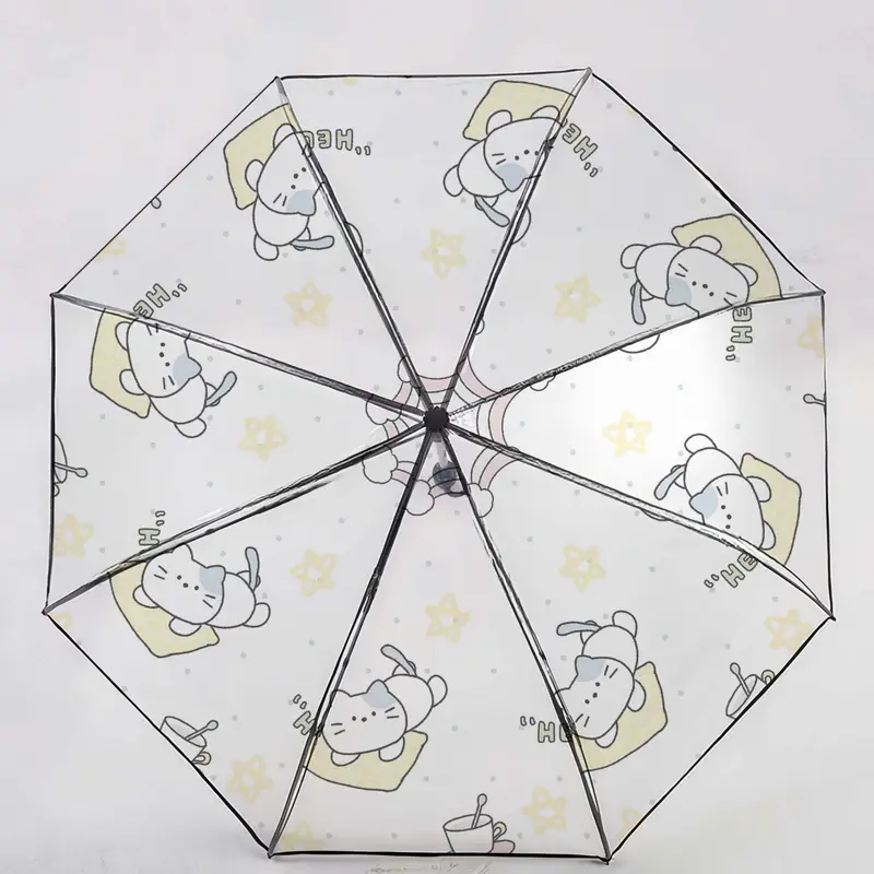 Cartoon Cat Pattern Umbrella, 1 Count Portable Folding Umbrella, Umbrella for Outdoor Photography, Street Photography, Travel, Gift 2
