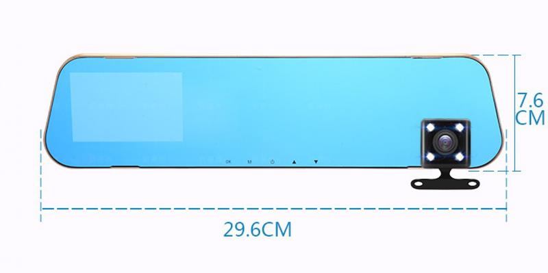 Product Introduction of 4.3-Inch Double Mirror Foreign Front and Rear Double Lens 4s Shop One Piece Dropshipping Rearview Mirror Hd Car Dvr 1080P 18