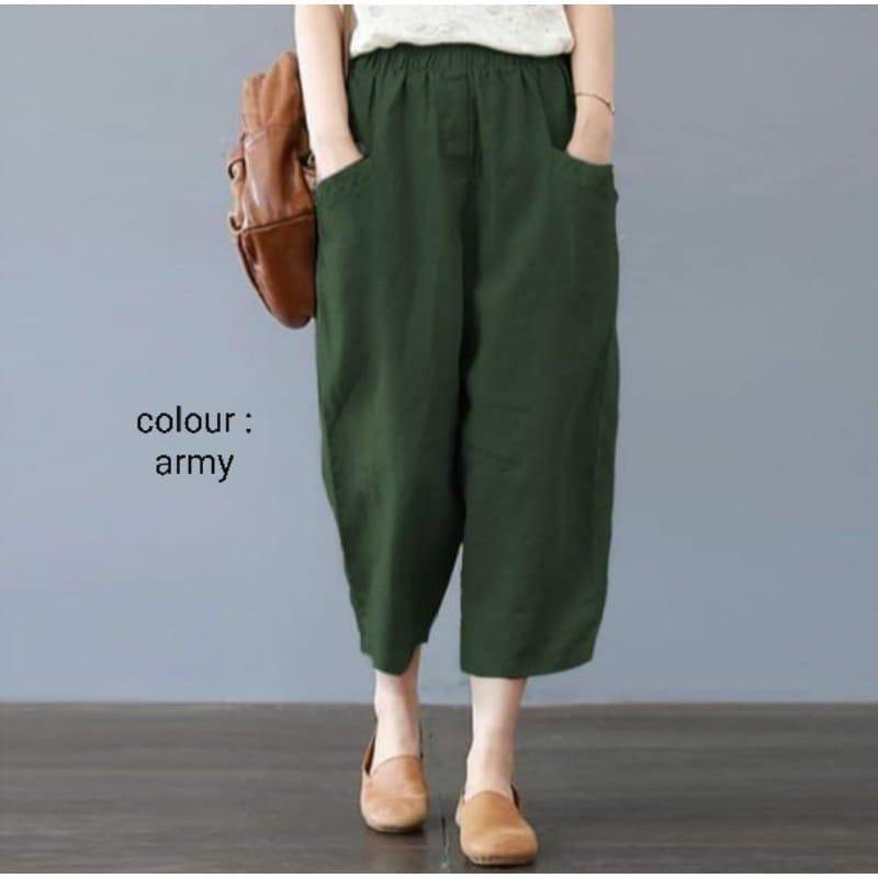 CELANA WANITA JUMBO PINGGANG KARET / CELANA KUREA TERBARU Cotton Twill 3