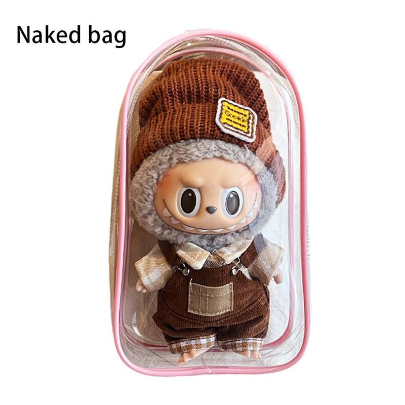 Product Introduction of [Only Bag] Transparent Storage Bag For 15-17CM LABUBU Dust Proof Cotton Doll Baby Walking 19cm Hanging Bag 25