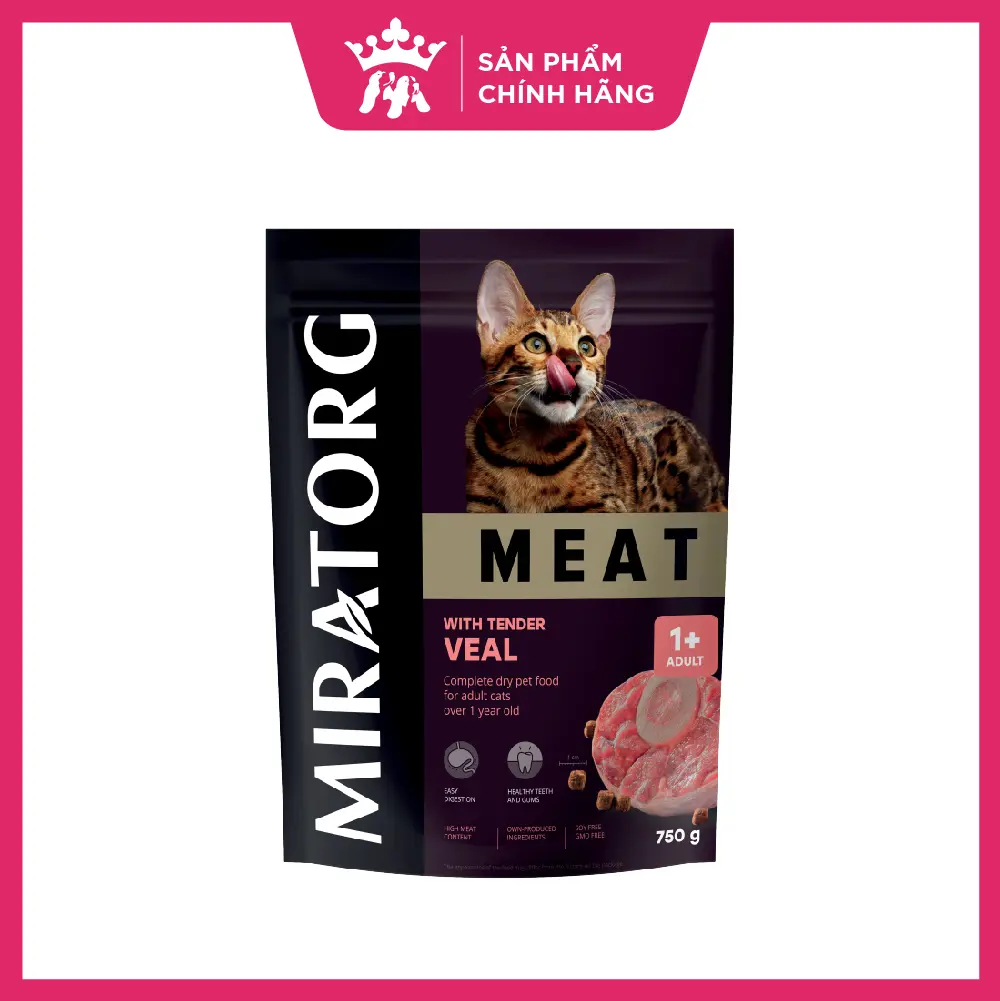 (300g 750g) Thức ăn hạt khô Miratorg cho mèo trưởng thành | vị Thịt Bê | Đầy đủ vitamin và khoáng chất [Hạt siêu thịt - Vị siêu ngon]