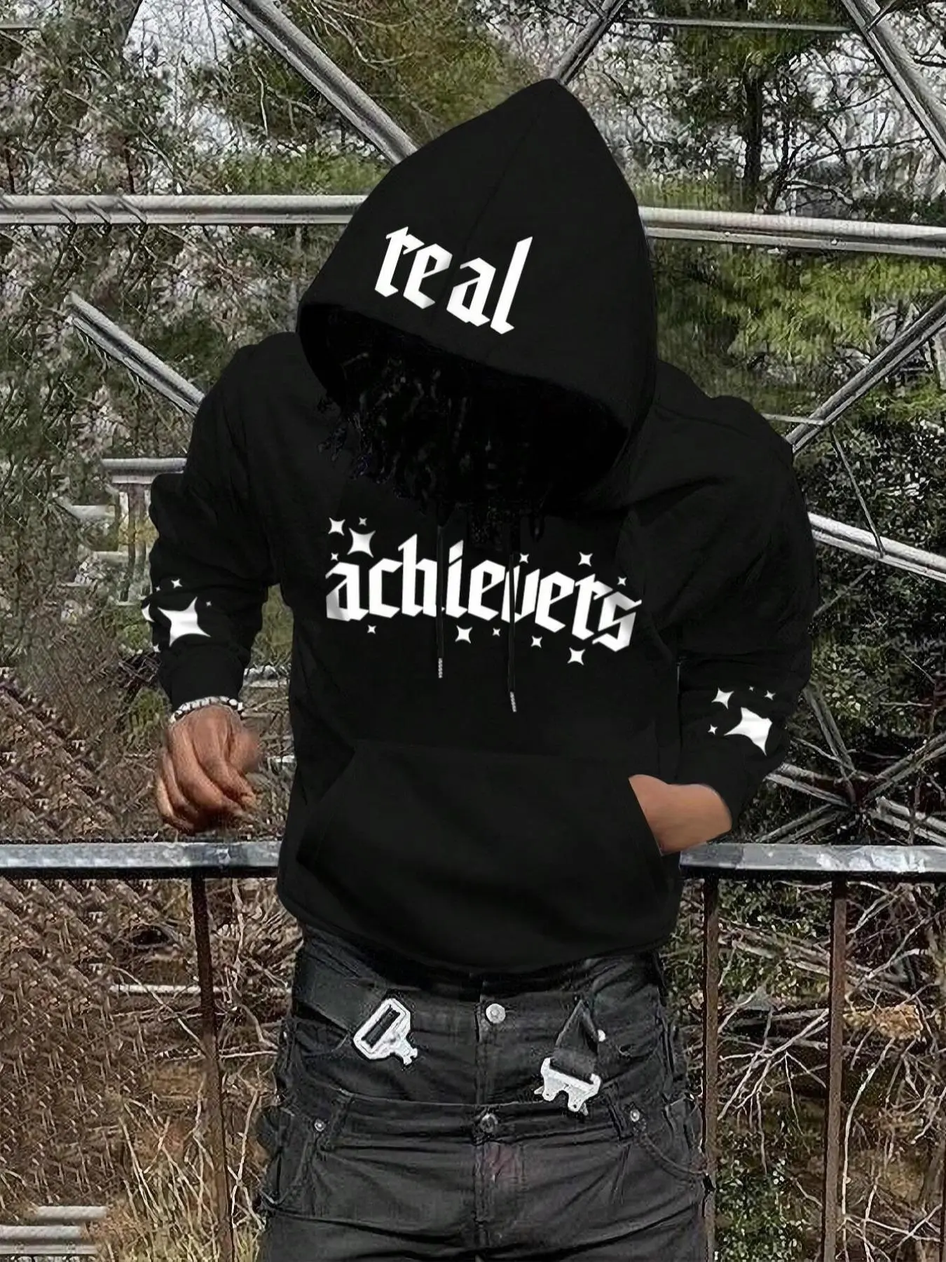 Men's Letter Print Thermal Lined  Hoodie, Fashion Casual Regular Fit Drawstring Pocket Hooded Sweatshirt for Daily Holiday Outdoor Wear, Men Clothes for Spring & Fall