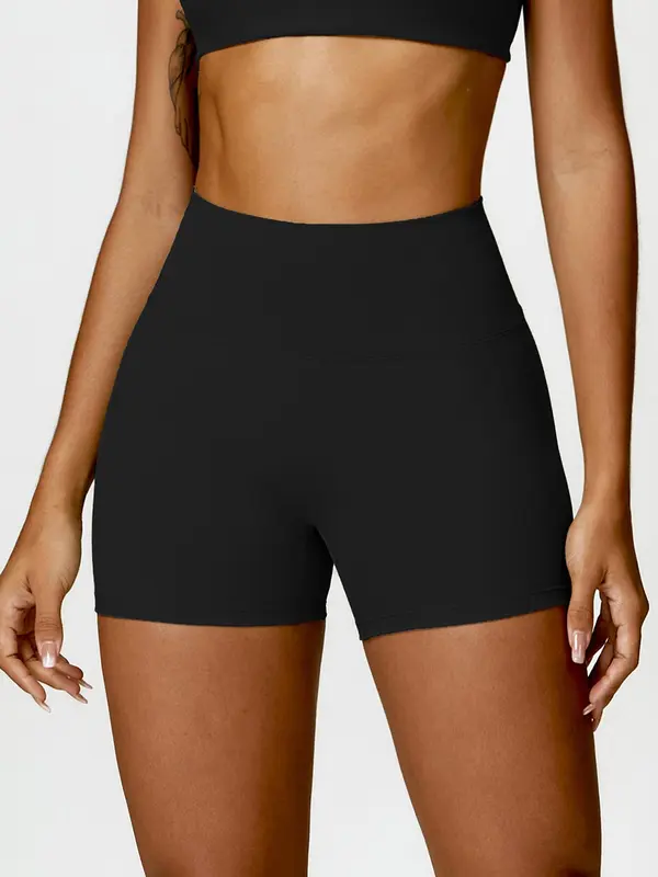 Women's Solid Color Ruched High Waist Sports Shorts, High Stretch Casual Comfy Breathable Butt Lifting Skinny Shorts for Yoga Gym Workout Running, Ladies Sportswear for All Seasons 6