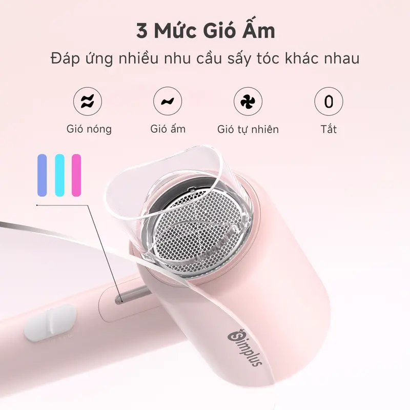 SimplusVN Máy sấy tóc gấp gọn Simplus CFJH008, 50 triệu Ion âm bảo vệ tóc, Công suất 800W, 3 mức điều chỉnh nhiệt, bảo vệ quá nhiệt Bảo hành 1 năm chỉ đổi không sửa 4