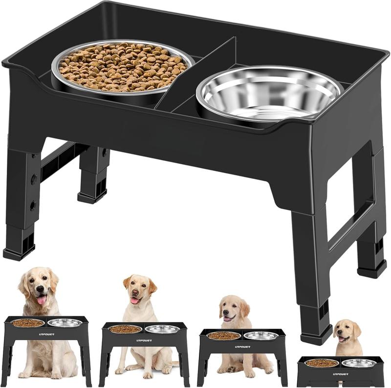 TikTok Shop Elevated Dog Bowls Mess Proof Raised Dog Bowl 4 Height Adjustable Dog Bowl Stand with 2 Stainless Steel Dog and Water Bowl Non Slip Dog Bowl Set for Small Medium Large