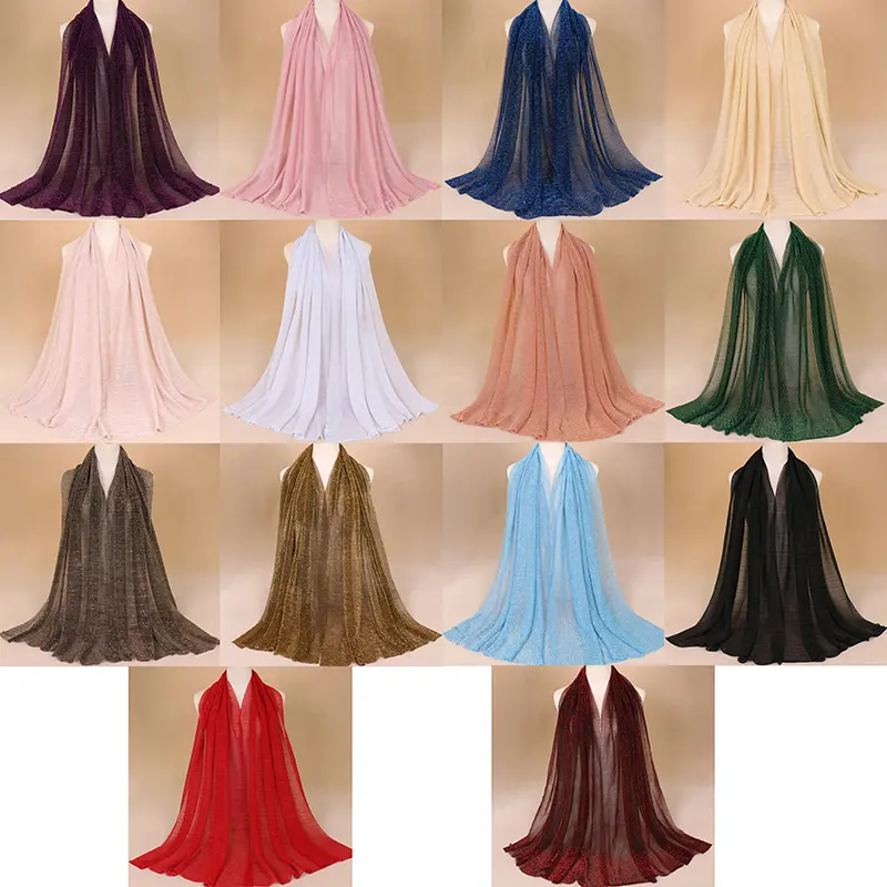 Women Muslim Shimmer Hijab Crinkle Shiny Shawl Islamic Headscarf Thin Transparent Woman Party Accessories
