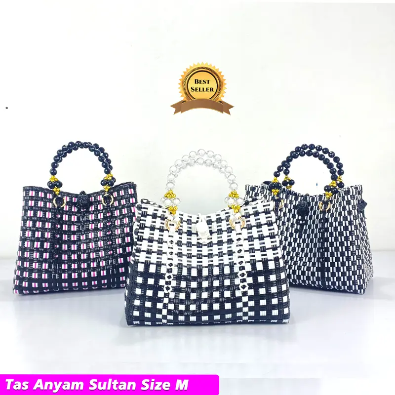 (FREE PITA TEBAL) Tas Anyam Sultan Size M Handle Mutiara Premium, 2