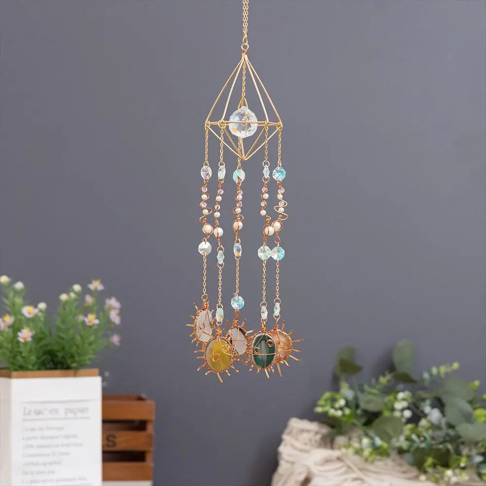 Sun Catcher Hanging Decor, 1 Count Artificial Crystal Sun Catcher, Hanging Ornament for Home Living Room Bedroom Hotel Coffee Shop