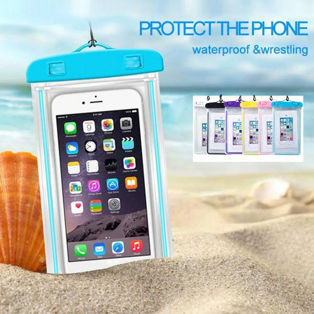 Waterproof Mobile Phone Bag Luminous Transparent Universal Diving Outdoor Sealed Bag Swimming O8D2