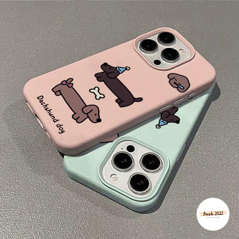 Ốp Lưng Tương Thích Cho iPhone 11 13 16 15 12 14 Pro Max X Xs Max Xr 14 15 Plus 16Pro 13Pro 15Pro 14Pro 12Pro 11Pro Max Hoạt Hình Dễ Thương Chó Con Dachshund Mềm Mại Sang Trọng Bao Da Điện Thoại 2