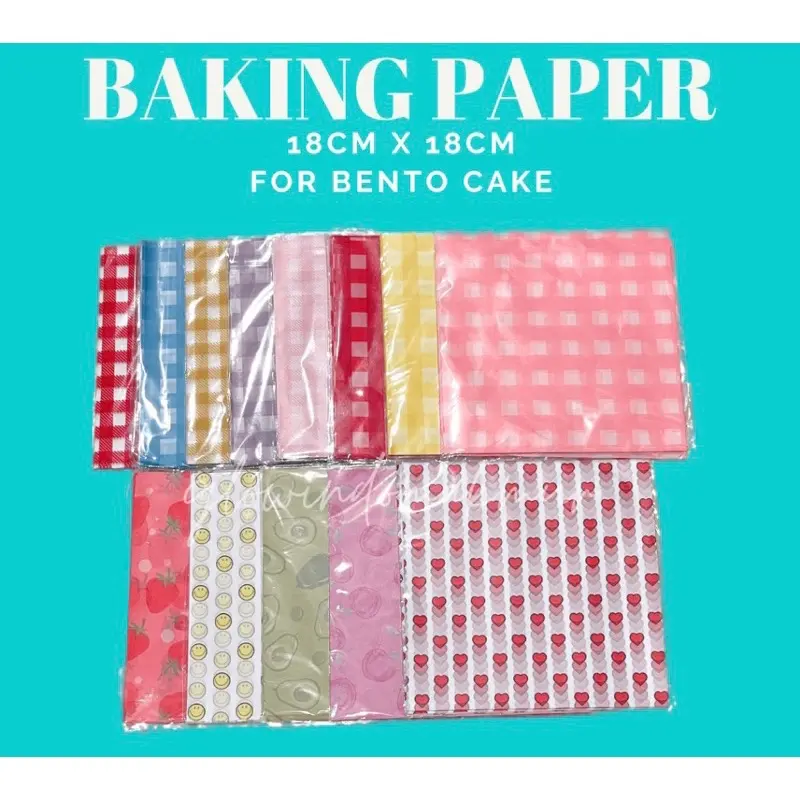 [18x18 cm] BAKING PAPER MOTIF ,ANTI GREASE WAX PAPER PARCHMENT PAPER KERTAS KUE baking paper alas kue bekal bento