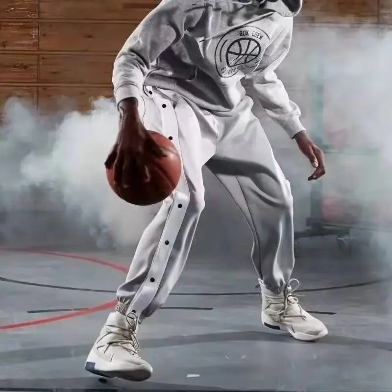 Teenage Student Basketball Button Pants Men Spring Autumn Sports Long Pants Full Button American Style Jogger Pants for Boys