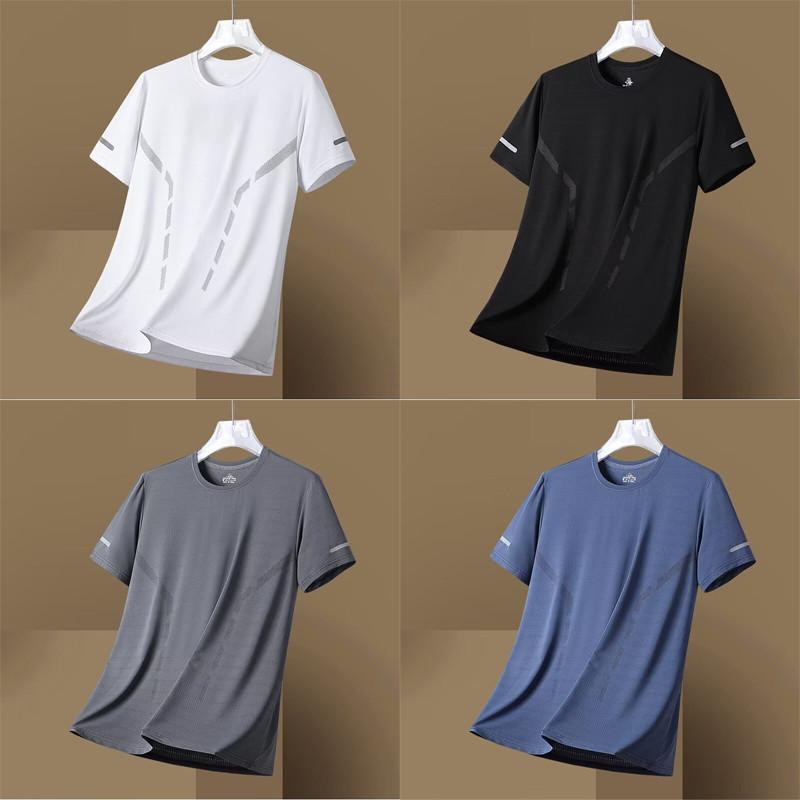 Product Introduction of Men's Dri-fit Shirt Fashion Quick-Dry Solid Color Ice Silk Mesh T Shirt Summer Cool Short Sleeve Casual Dri-Fit Basic Tops for Men 1