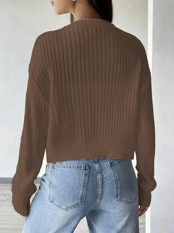 Women's Plain Button Front Sweater Cardigan, Casual Long Sleeve V Neck Jumper Cardigan for Spring & Fall, Fashion Women's Knitwear for Daily Wear, Tops 7