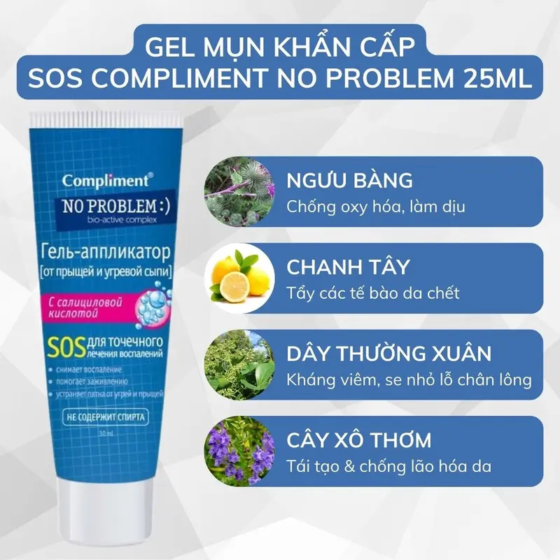 Gel bôi mụn AHA-PHA-BHA teatree oil Compliment 25ml 3