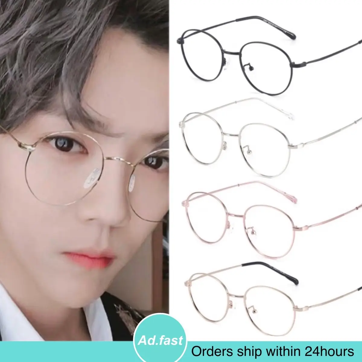 Korea Style Cermin Mata Unisex Spectacle Frame Clear Lens Round Glasses Fashion Simple Design Frame Glasses No Power Eyewear
