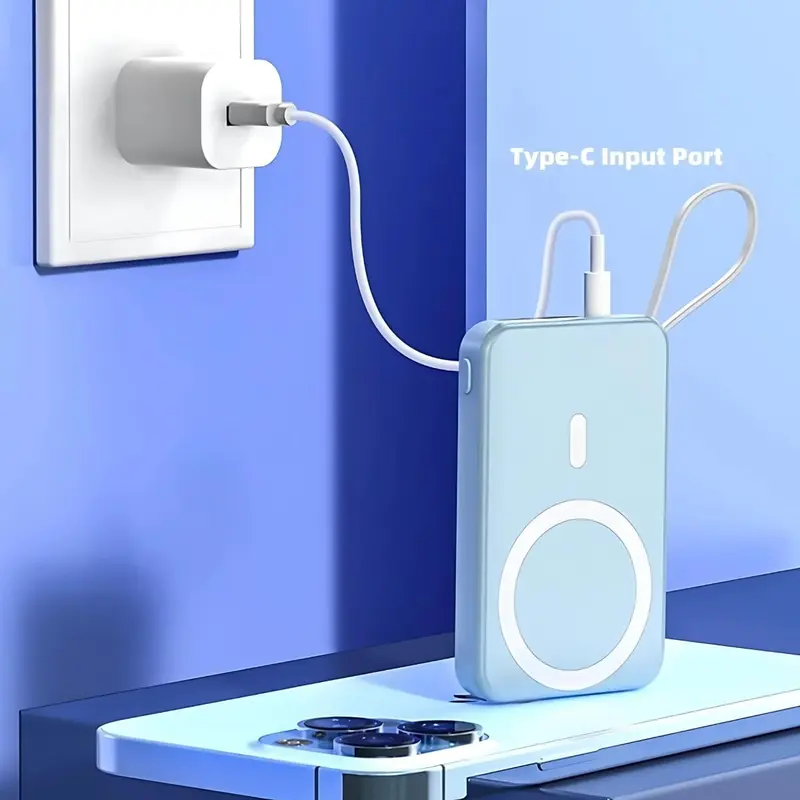 Mag-safe Power Bank 10000mah Wireless Power Bank Fast Charging 22.5W Portable Charger - 15W Wireless Charge Battery Pack - Power Bank (Light Blue) 4
