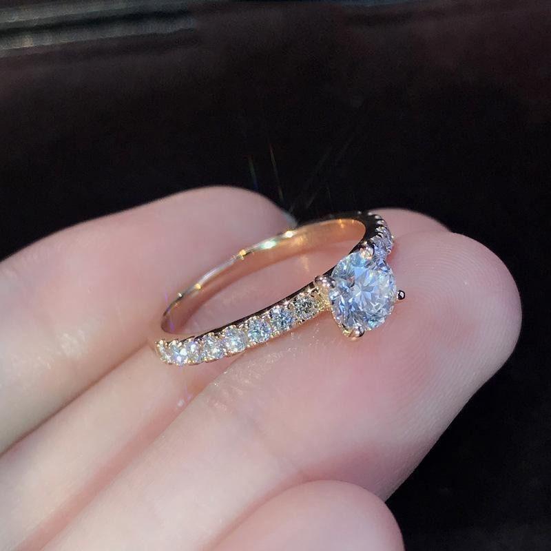Cincin Titanium Anti Karat Wanita Emas Perak 925 Berlian Imitasi Perhiasan Elegan Wanita. A-05 3