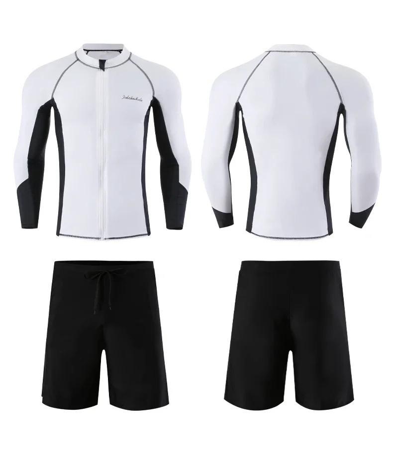 Product Introduction of Long Sleeve Rash Guards Swimwear Women 2024 Patchwork Couple Two-Piece Swimsuit Men Surfing Swimming Suit Beach Diving Bath Suit 41