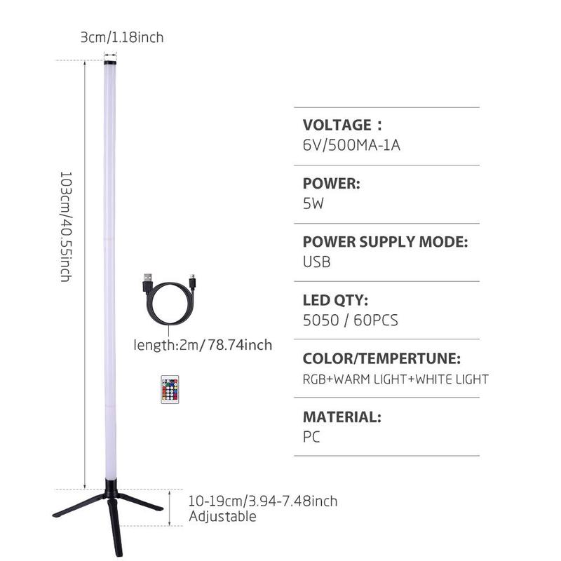 RGB LED Floor Lamp, Smart Remote Control Modern Corner Floor Lamp, USB Powered Atmosphere Standing Light, Modern LED Floor Lamp, LED Ambient Light For Home Bedroom Living Room Decor 2