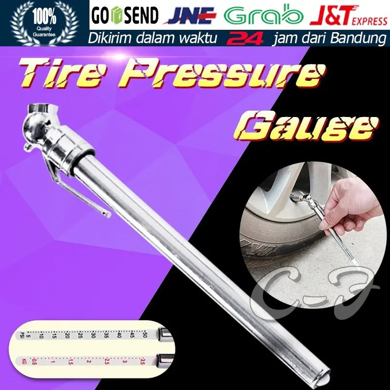 Pengukur Tekanan Angin Ban Mobil Motor Model Pensil Pen Style Tire Pressure Gauge 10~100 PSI 0