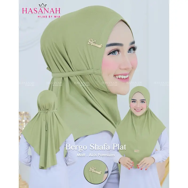 BERGO SHAFA PLAT ORI Hasanah Hijab Instant Jersey Airis Premium Kerudung Non Pad Jilbab Original HS hijab tali non pad kerudung tali belakang