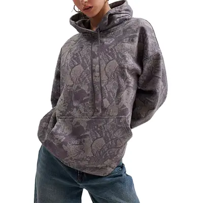 Pink Palm Puff XDDLITP Camo Hoodies Womens Maple Leaf Print Drop