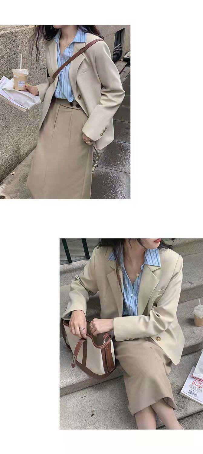 Product Introduction of 2025 Spring and Autumn Small Blazer Jacket for Women Casual Versatile British Style Gray Short Ins Suit Petite Top 13