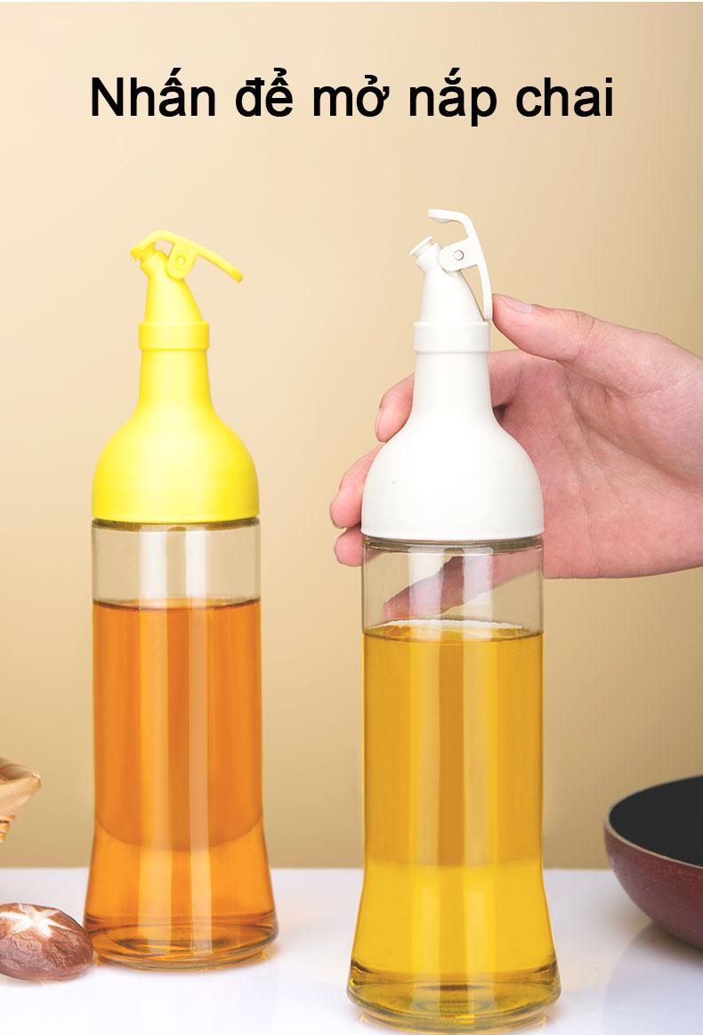 Product Introduction of Henry Chai Đựng Dầu Ăn Thuỷ Tinh Nắp Bật Mở, Vòi Nghiêng Chống Tràn, Bình Đựng Dầu Ăn Chiết 500ml 3